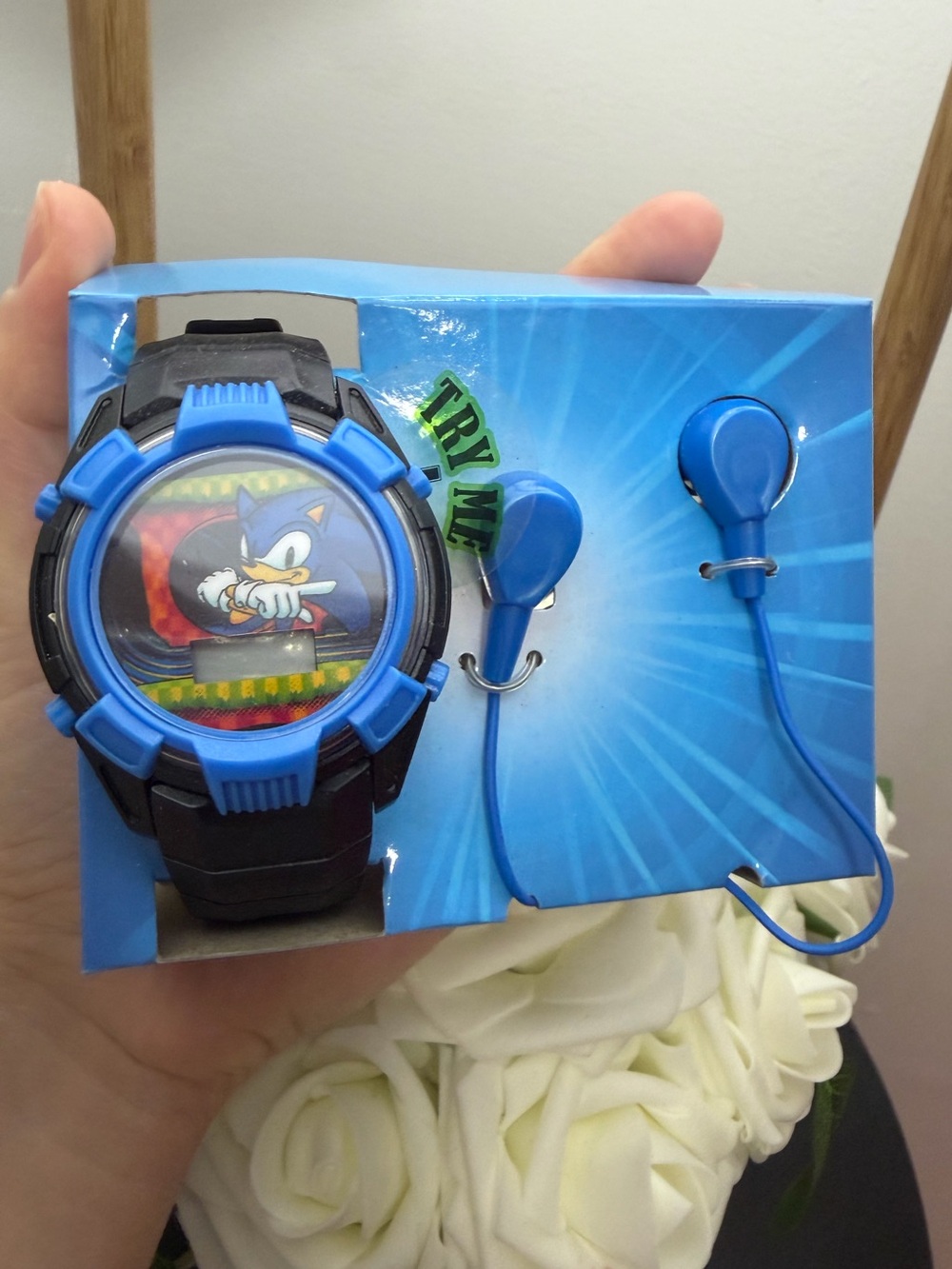 Sonic Kids Blue Digital Watch with Earbuds